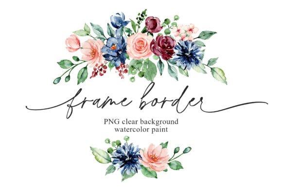 Download Floral Frame Border, Pink Blue Flowers. - Pink blue Collection