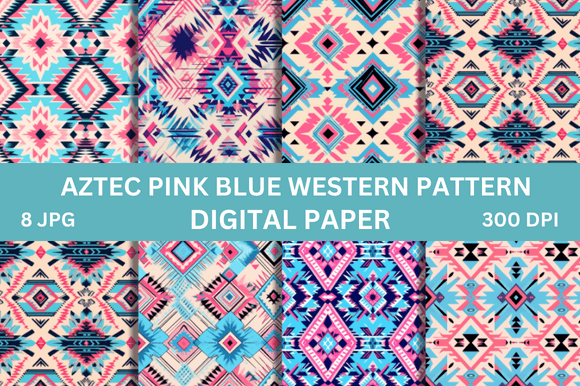 Download Aztec Pink Blue Western Pattern Paper - Pink blue Collection